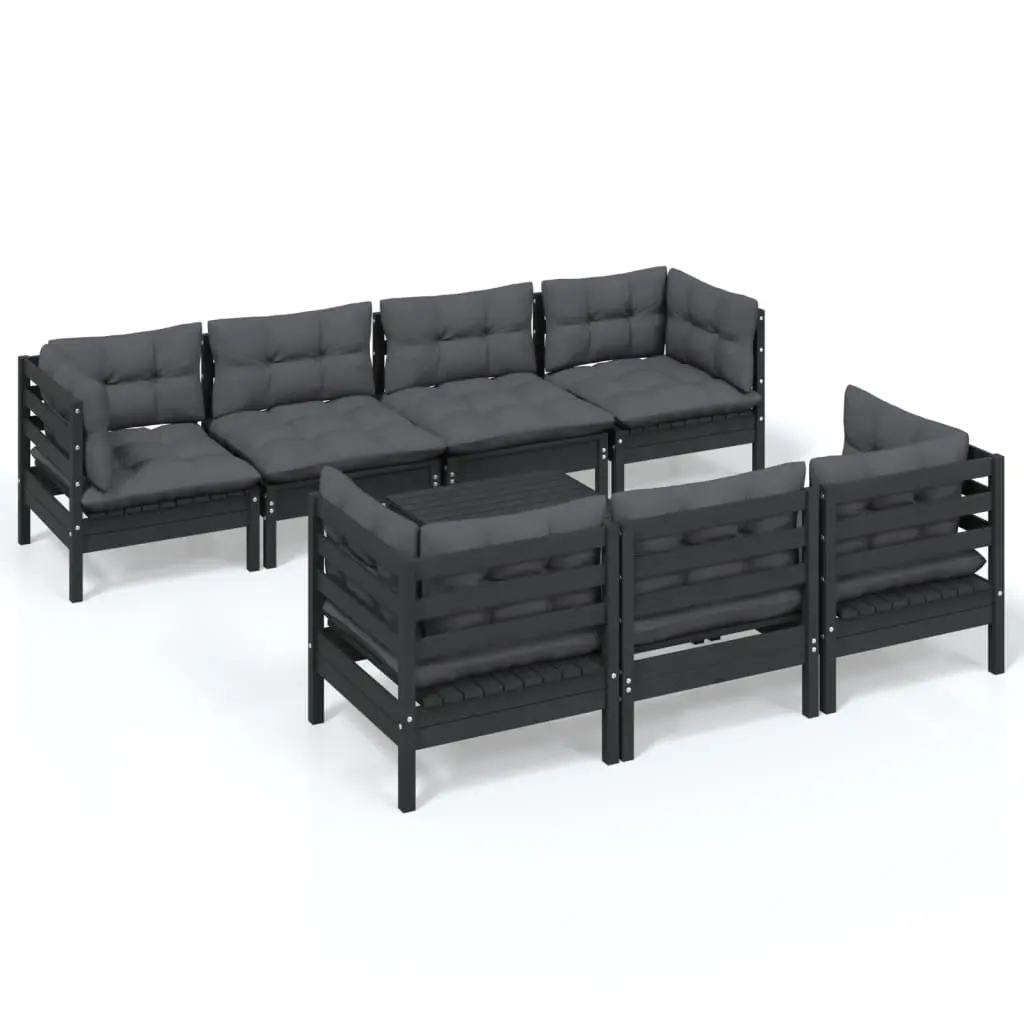 8 Piece Garden Lounge Set with Cushions Solid Pinewood 3096164 - Furniture