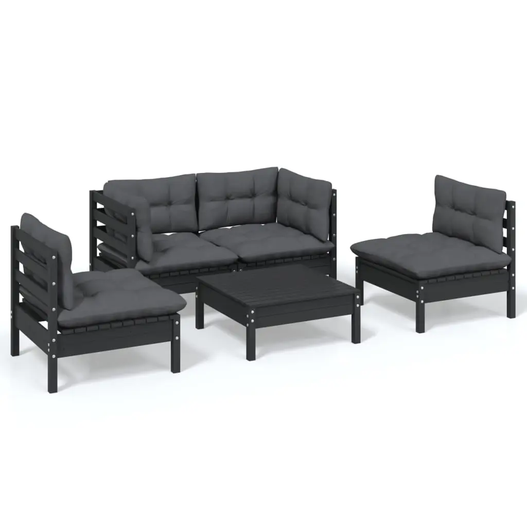 5 Piece Garden Lounge Set with Cushions Solid Pinewood 3096182 - Furniture