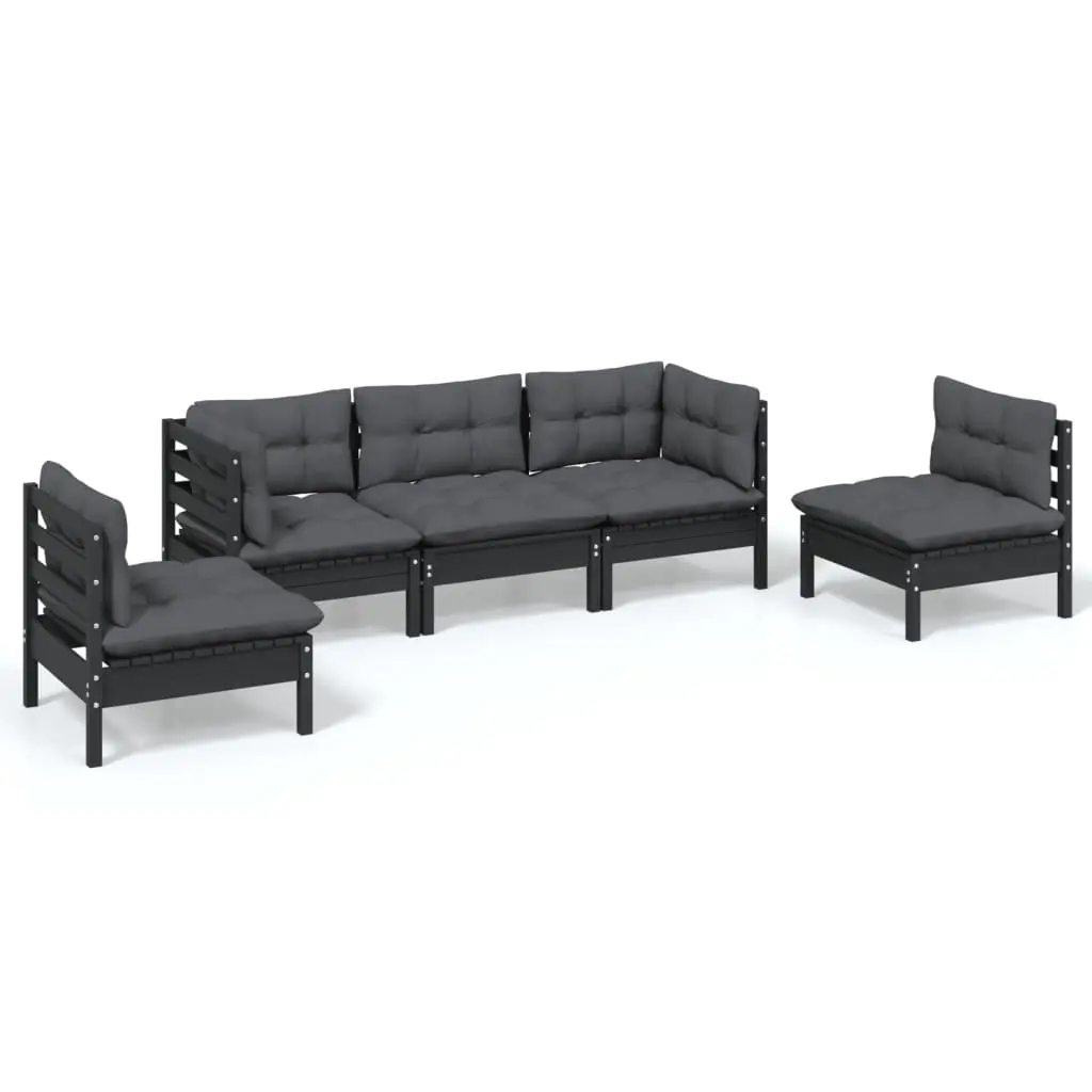 5 Piece Garden Lounge Set with Cushions Solid Pinewood 3096188 - Furniture