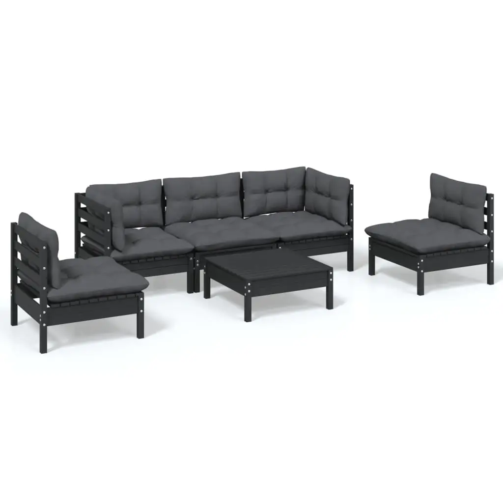 6 Piece Garden Lounge Set with Cushions Solid Pinewood 3096194 - Furniture