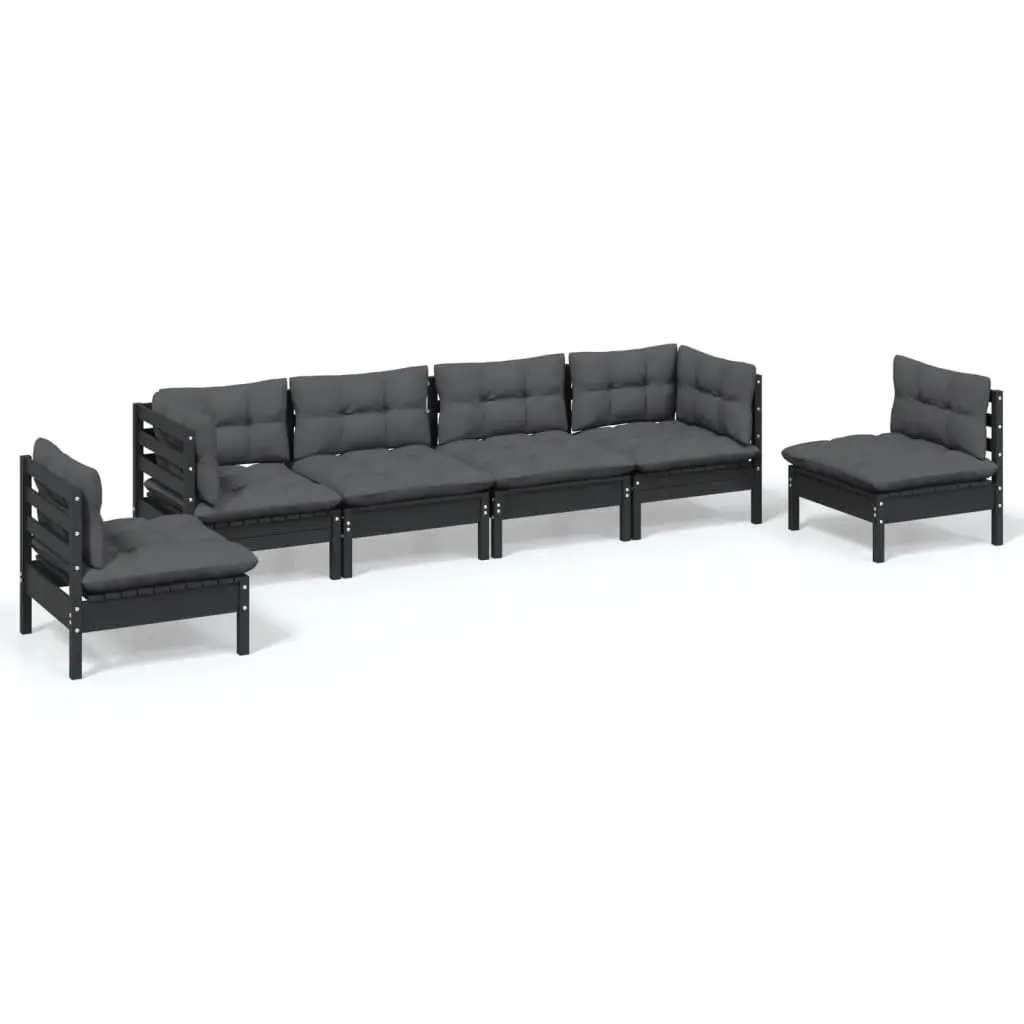 6 Piece Garden Lounge Set with Cushions Solid Pinewood 3096200 - Furniture