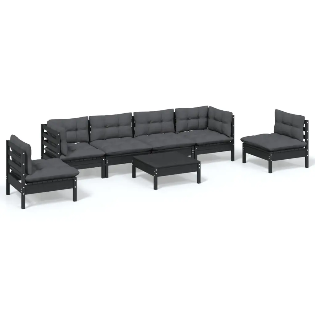 7 Piece Garden Lounge Set with Cushions Solid Pinewood 3096206 - Furniture