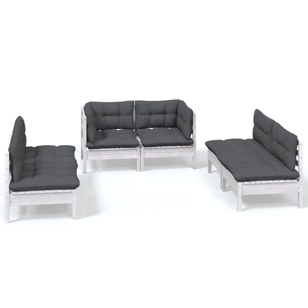 6 Piece Garden Lounge Set with Cushions Solid Pinewood 3096209 - Furniture