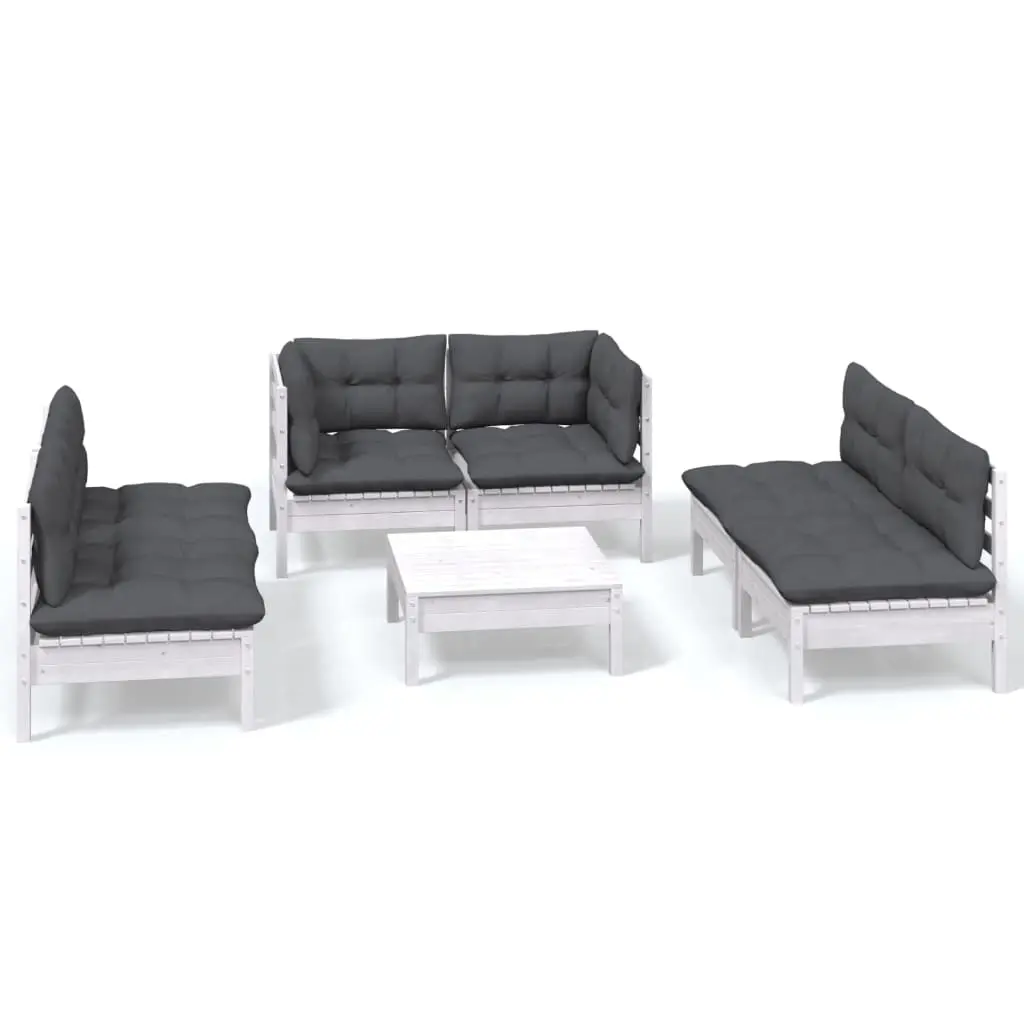 7 Piece Garden Lounge Set with Cushions Solid Pinewood 3096215 - Furniture