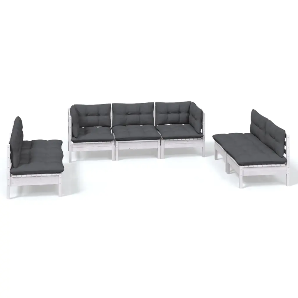 7 Piece Garden Lounge Set with Cushions Solid Pinewood 3096221 - Furniture