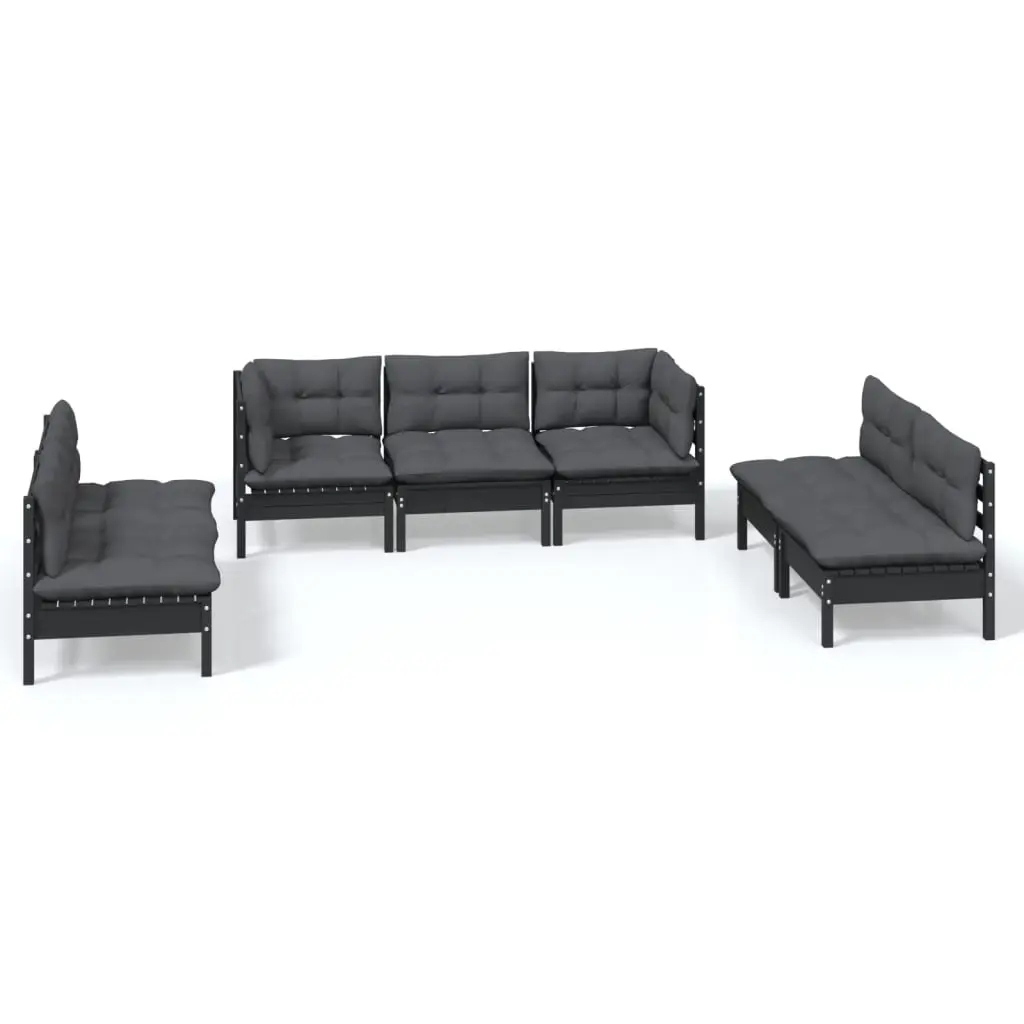 7 Piece Garden Lounge Set with Cushions Solid Pinewood 3096224 - Furniture