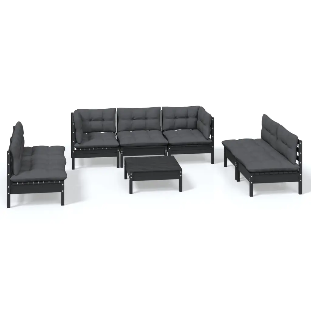 8 Piece Garden Lounge Set with Cushions Solid Pinewood 3096230 - Furniture