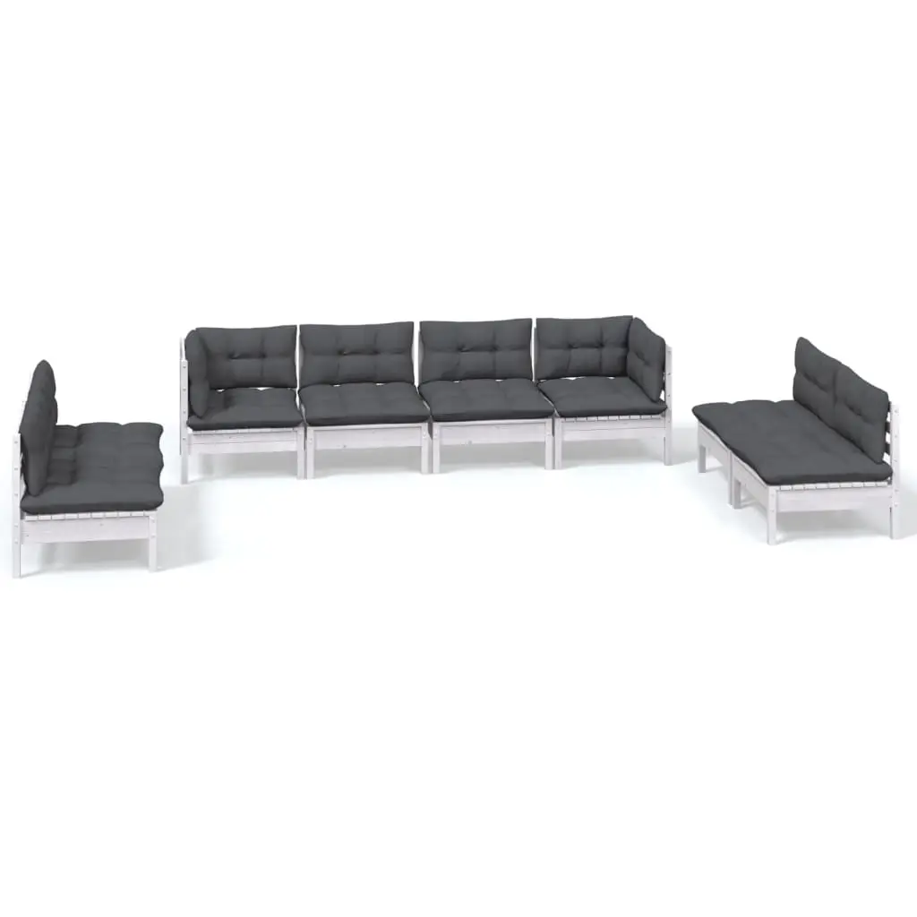 8 Piece Garden Lounge Set with Cushions Solid Pinewood 3096233 - Furniture