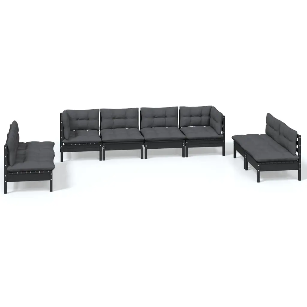 8 Piece Garden Lounge Set with Cushions Solid Pinewood 3096236 - Furniture