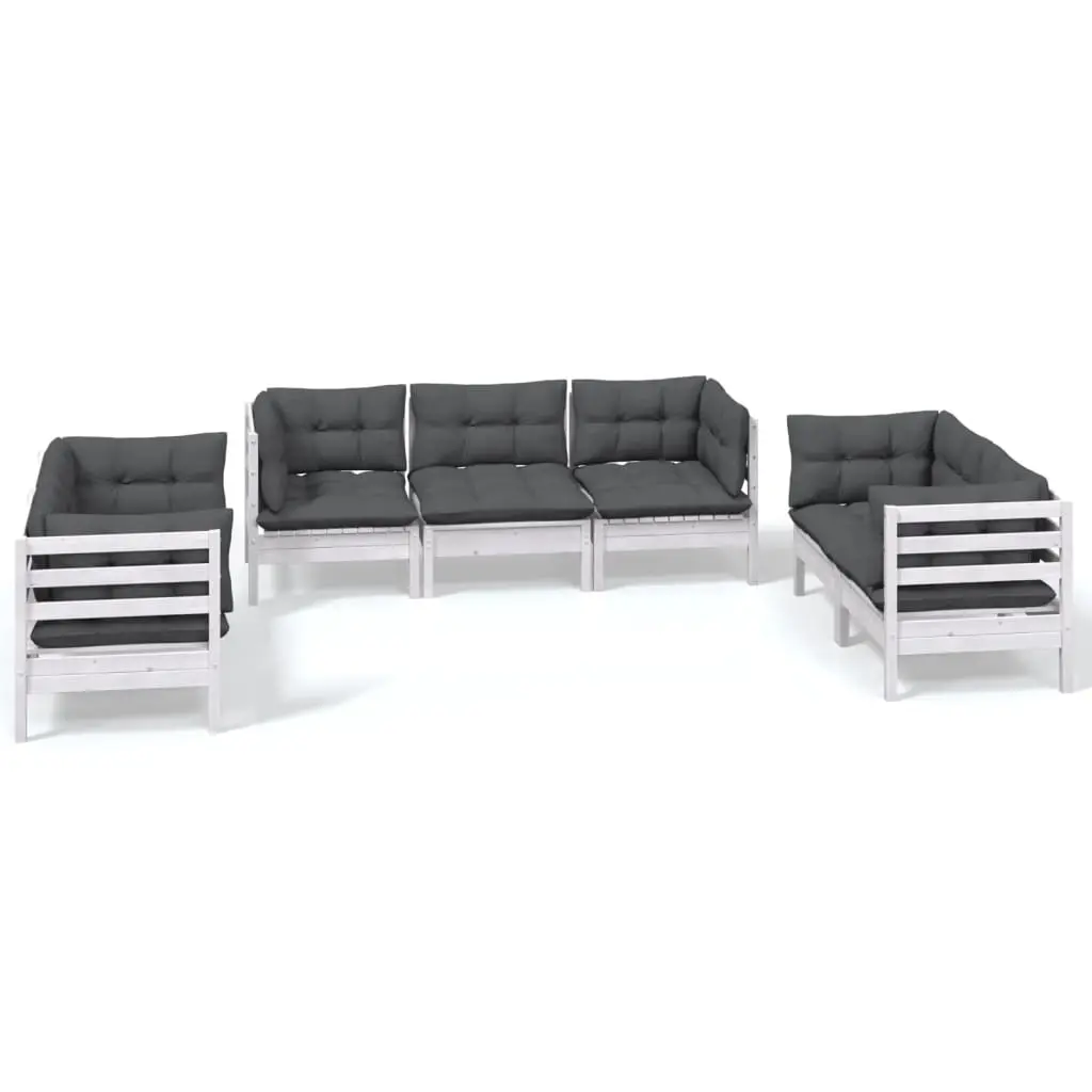 7 Piece Garden Lounge Set with Cushions Solid Pinewood 3096257 - Furniture