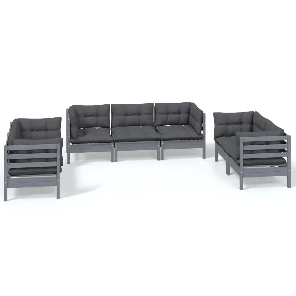 7 Piece Garden Lounge Set with Cushions Solid Pinewood 3096258 - Furniture