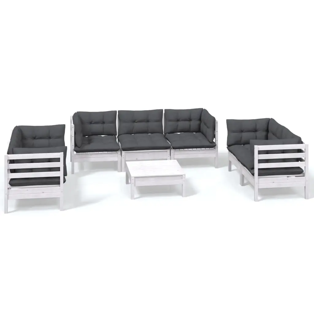 8 Piece Garden Lounge Set with Cushions Solid Pinewood 3096263 - Furniture
