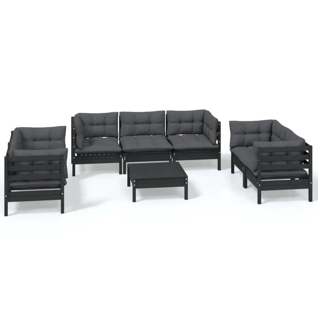 8 Piece Garden Lounge Set with Cushions Solid Pinewood 3096266 - Furniture