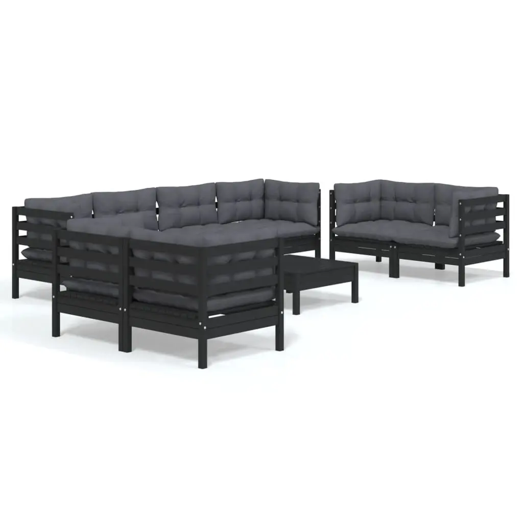 9 Piece Garden Lounge Set with Cushions Solid Pinewood 3096278 - Furniture