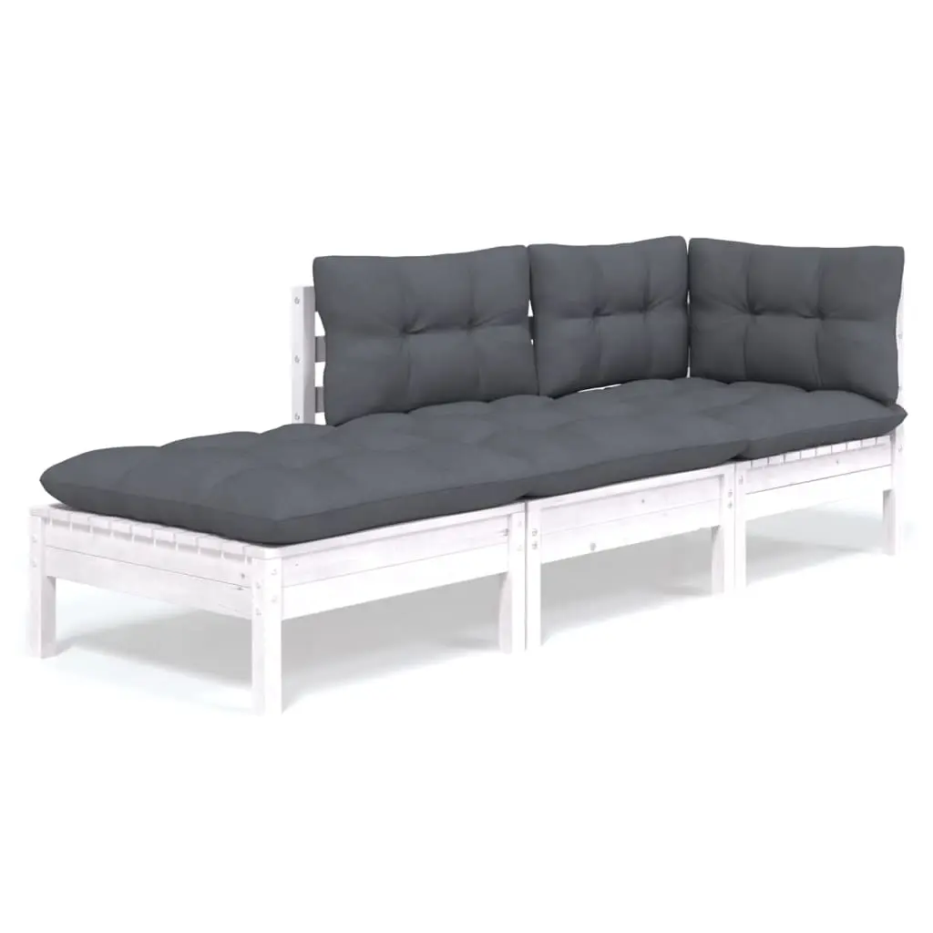 3 Piece Garden Lounge Set with Cushions Solid Wood Pine 3096281 - Furniture