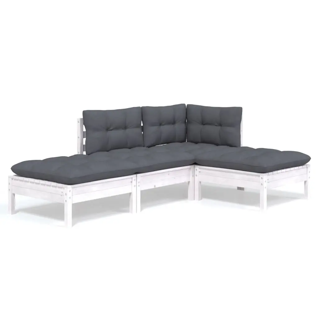 4 Piece Garden Lounge Set with Cushions Solid Pinewood 3096287 - Furniture
