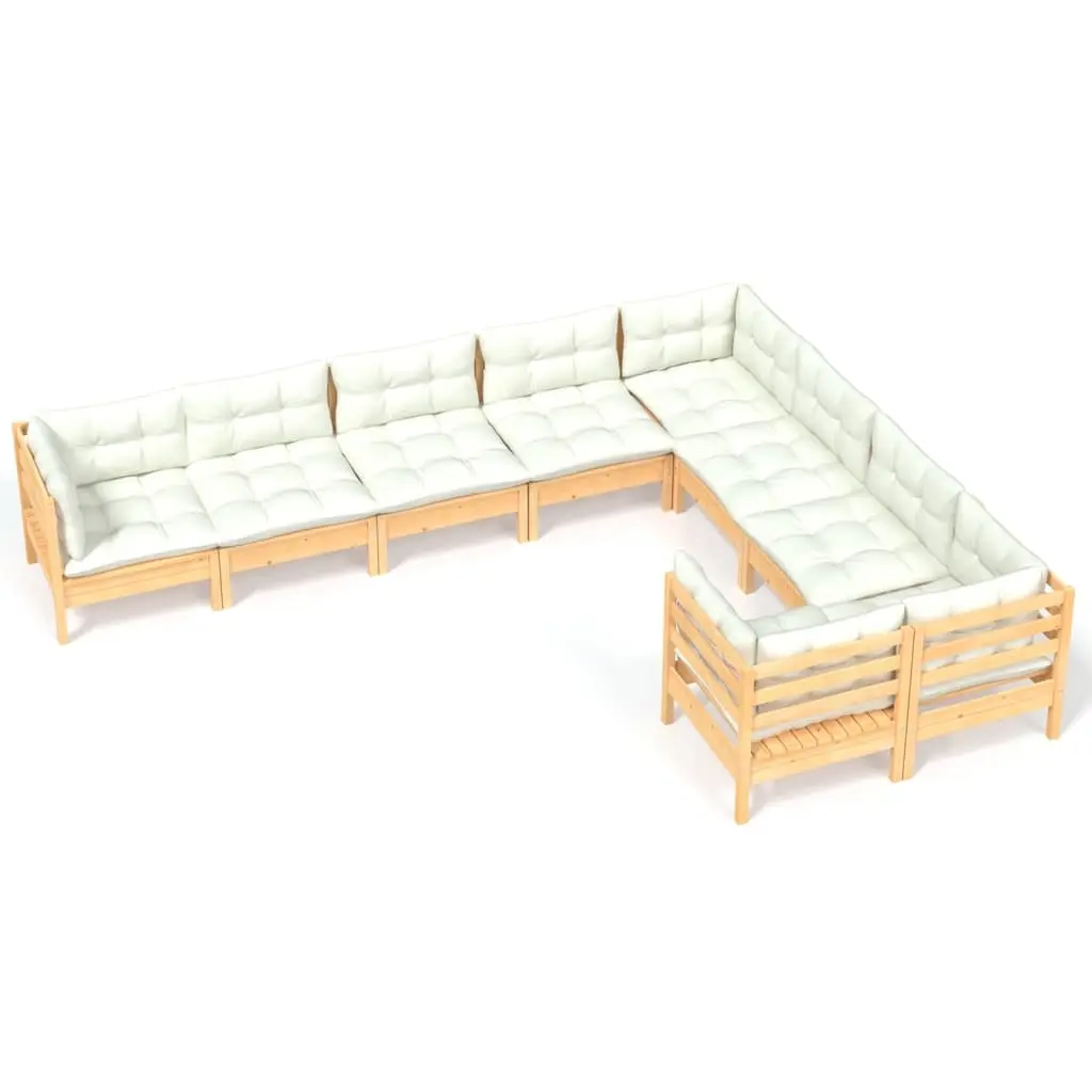 9 Piece Garden Lounge Set with Cream Cushions Pinewood 3096983 - Furniture
