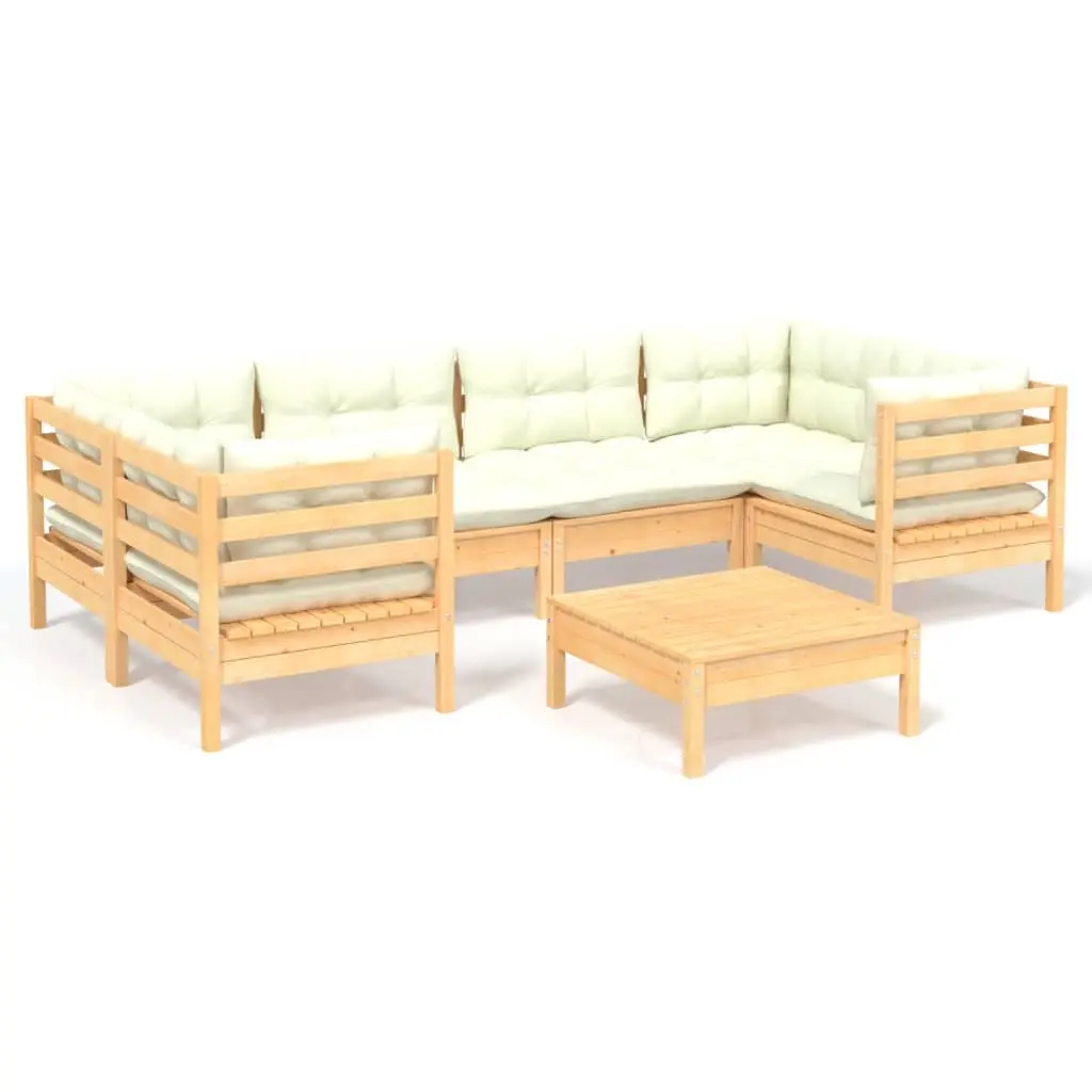 7 Piece Garden Lounge Set with Cream Cushions Pinewood 3097301 - Furniture