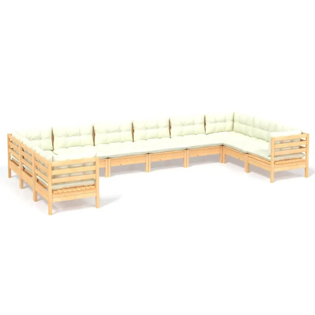 10 Piece Garden Lounge Set with Cream Cushions Pinewood 3097331 - Furniture