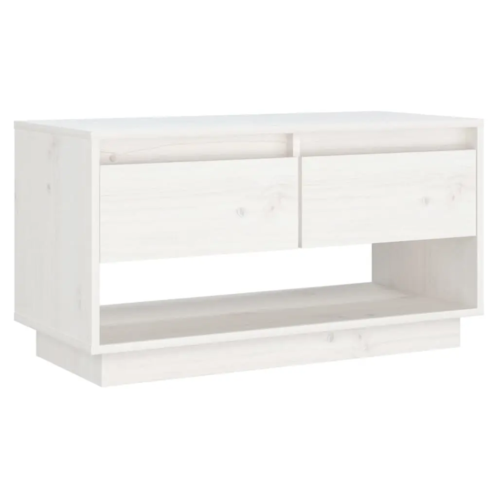 TV Cabinet White 74x34x40 cm Solid Wood Pine 813840 - Furniture