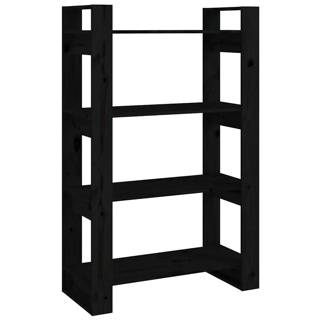 Book Cabinet/Room Divider Black 80x35x125 cm Solid Wood Pine 813908 - Furniture