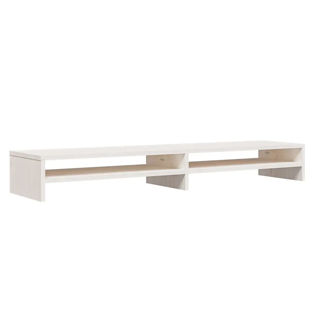 Monitor Stand White 100x24x13 cm Solid Wood Pine 813920 - Electronics