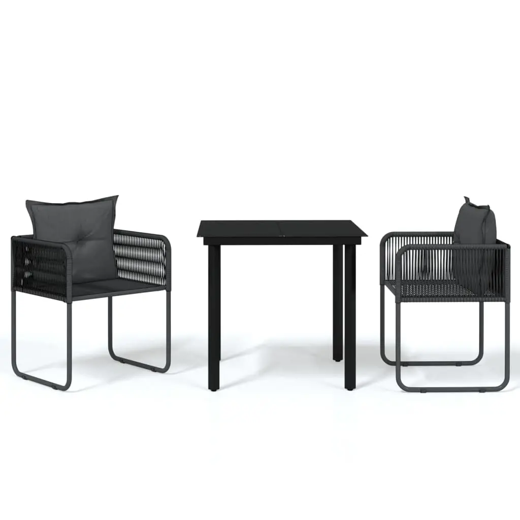 3 Piece Garden Dining Set Black 3099077 - Furniture