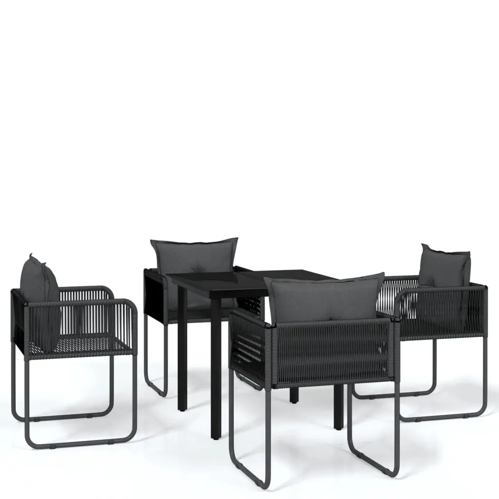 5 Piece Garden Dining Set Black 3099078 - Furniture