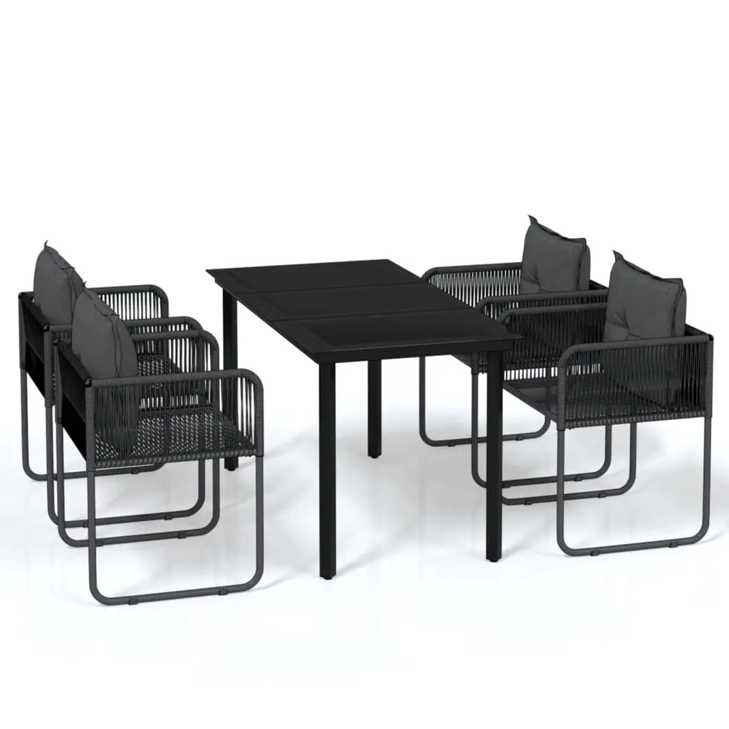 5 Piece Garden Dining Set Black 3099079 - Furniture