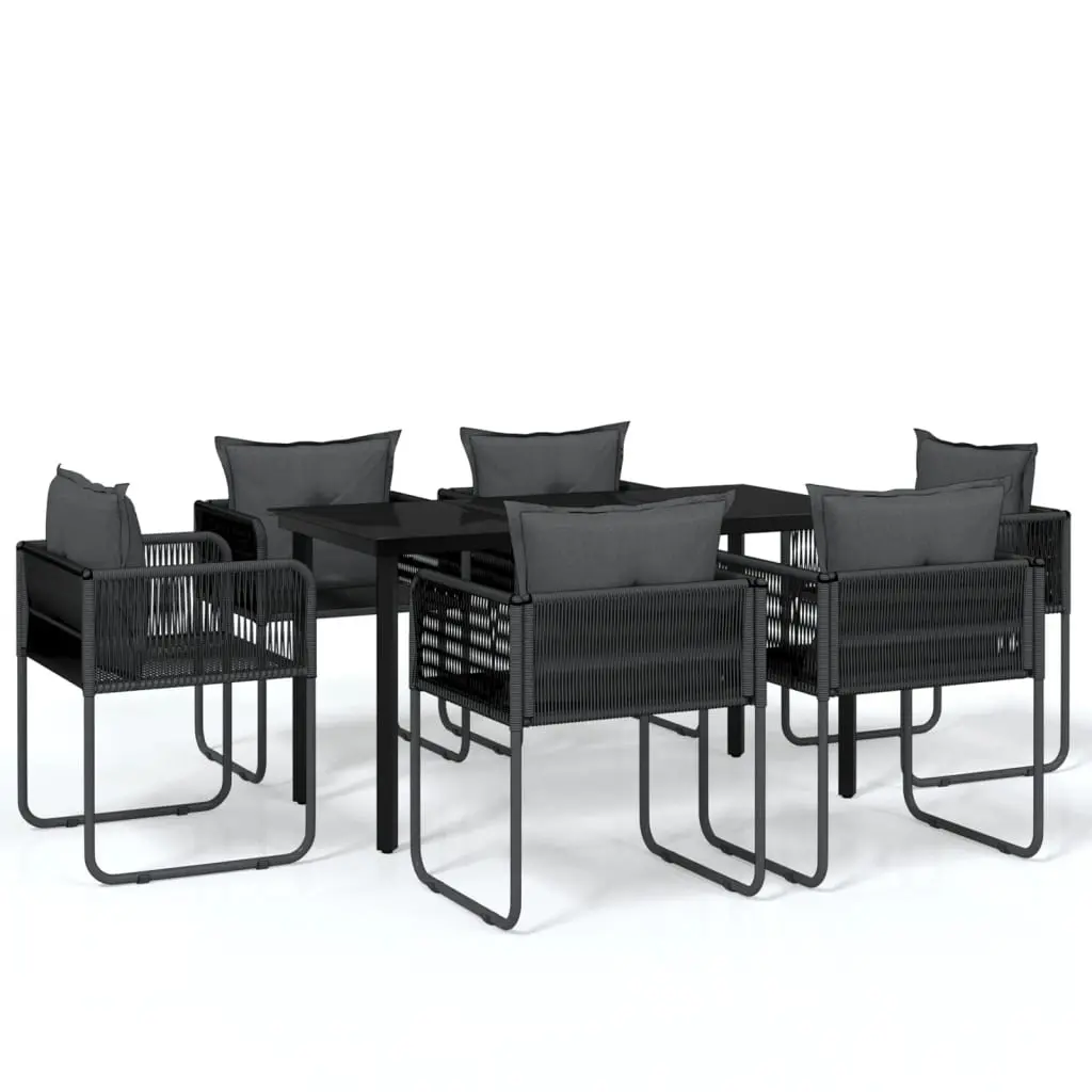 7 Piece Garden Dining Set Black 3099080 - Furniture