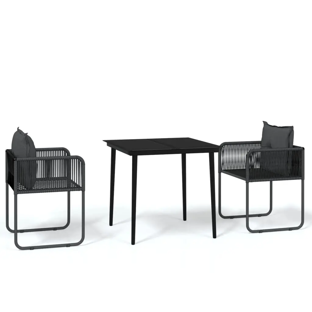 3 Piece Garden Dining Set Black 3099083 - Furniture