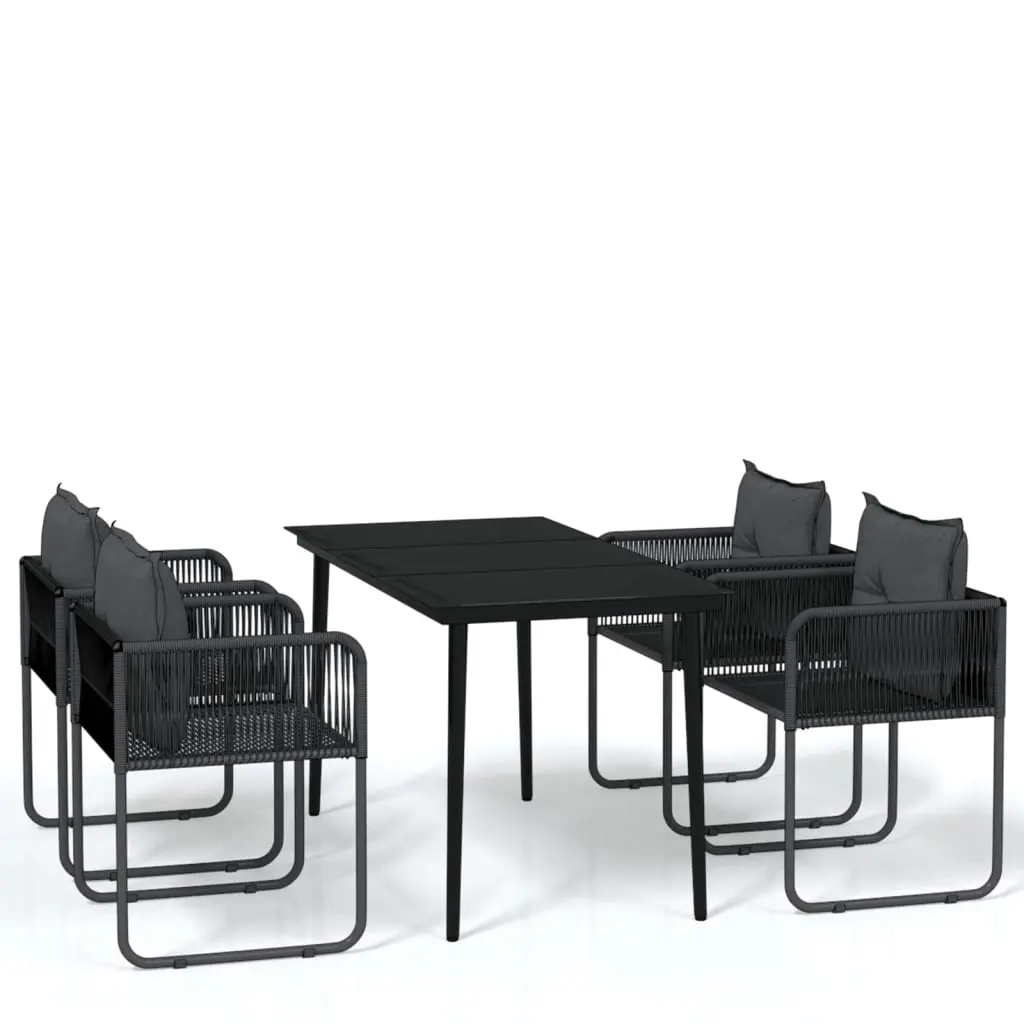 5 Piece Garden Dining Set Black 3099085 - Furniture