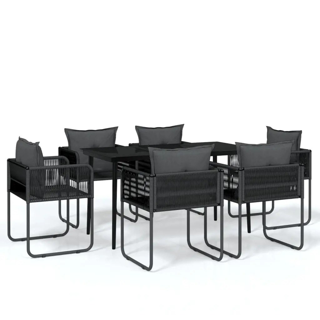 7 Piece Garden Dining Set Black 3099086 - Furniture