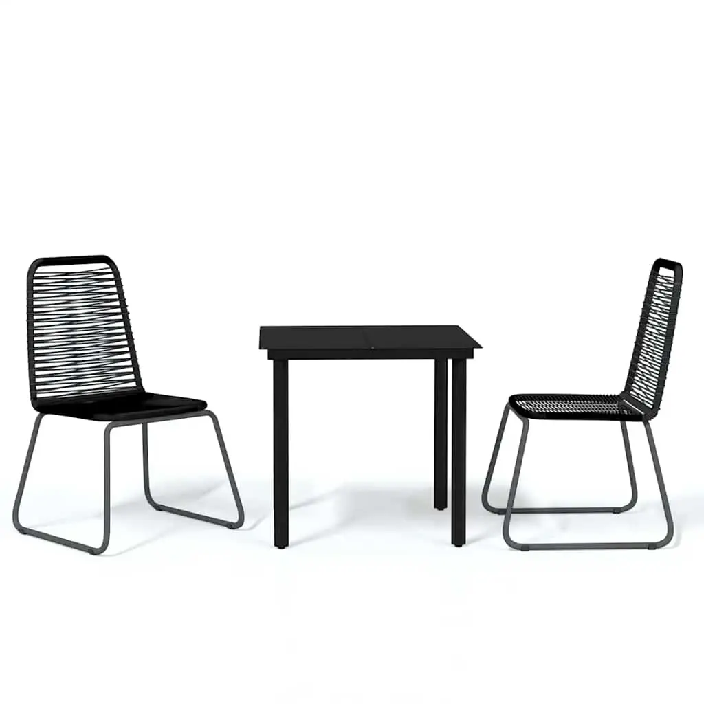 3 Piece Garden Dining Set Black 3099089 - Furniture