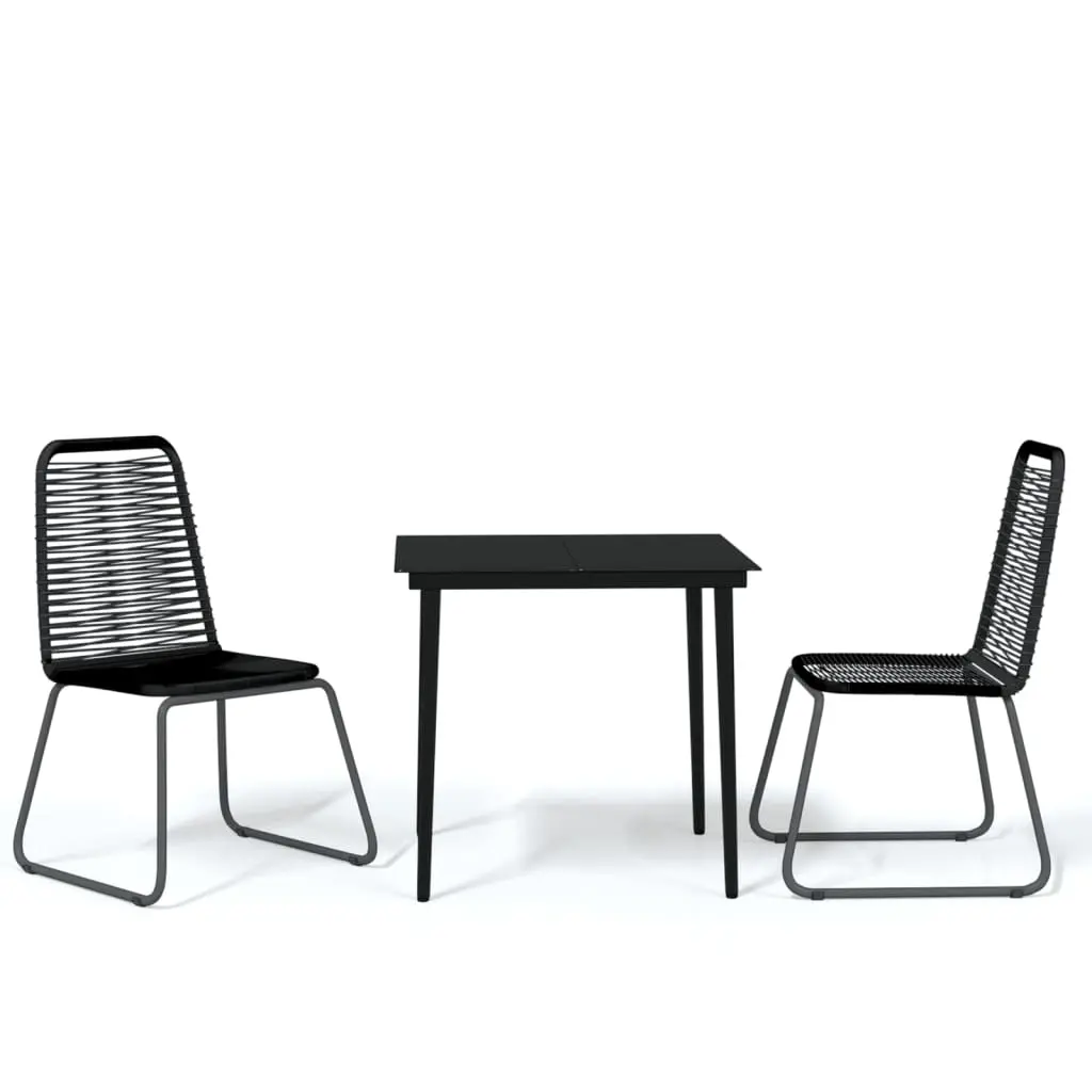 3 Piece Garden Dining Set Black 3099095 - Furniture