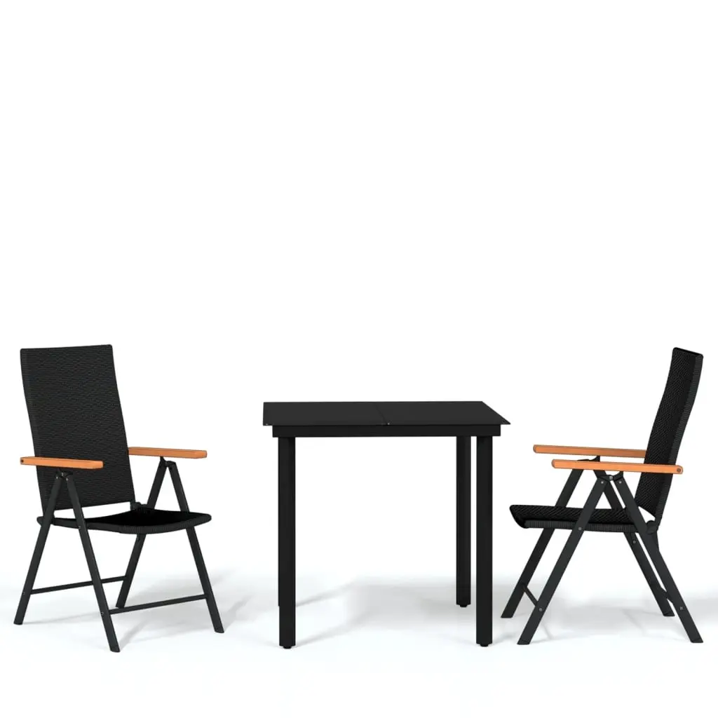 3 Piece Garden Dining Set Black 3099113 - Furniture