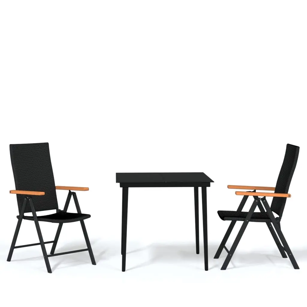 3 Piece Garden Dining Set Black 3099119 - Furniture