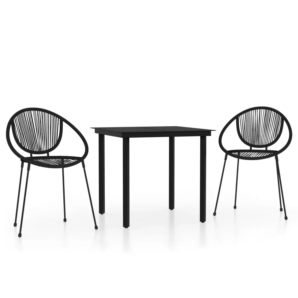 3 Piece Garden Dining Set Black 3099125 - Furniture