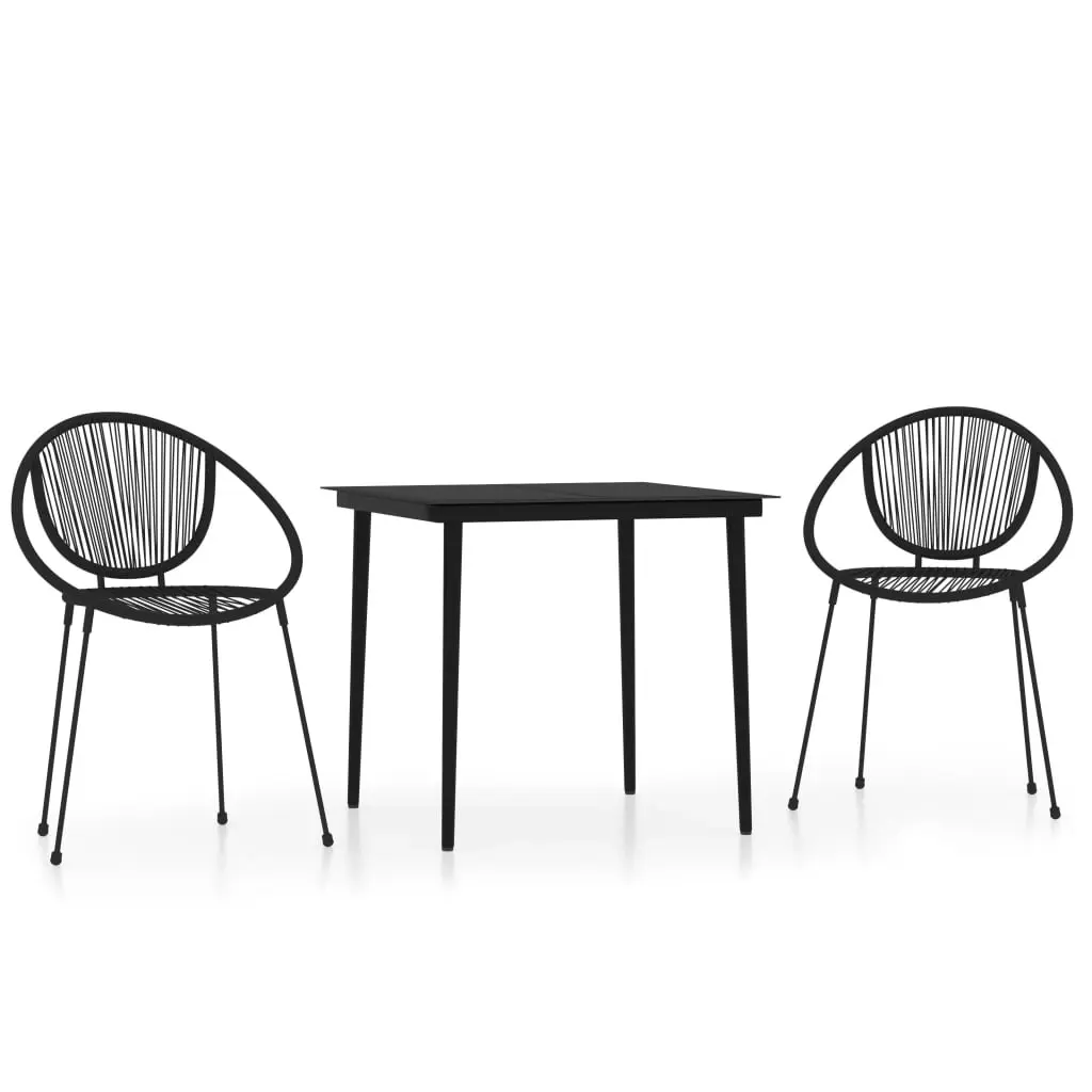 3 Piece Garden Dining Set Black 3099131 - Furniture