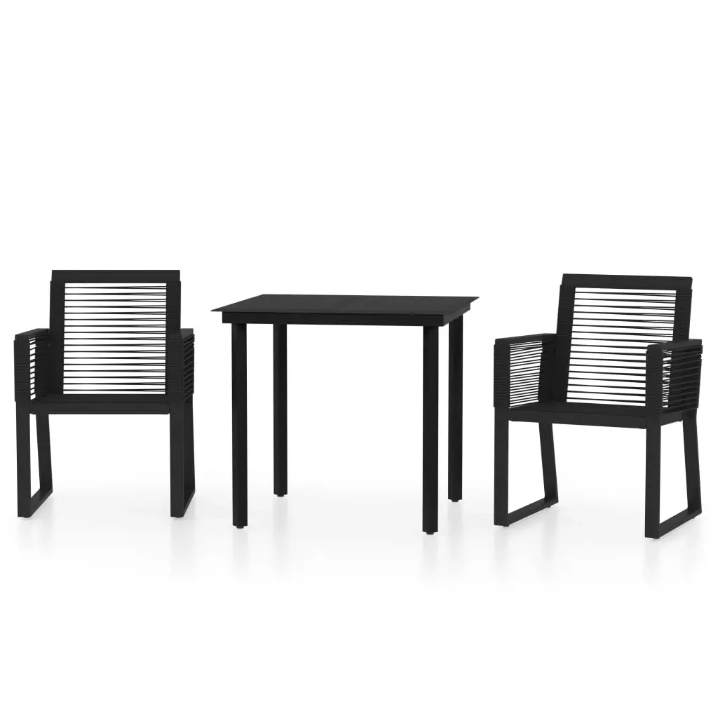 3 Piece Garden Dining Set Black 3099149 - Furniture