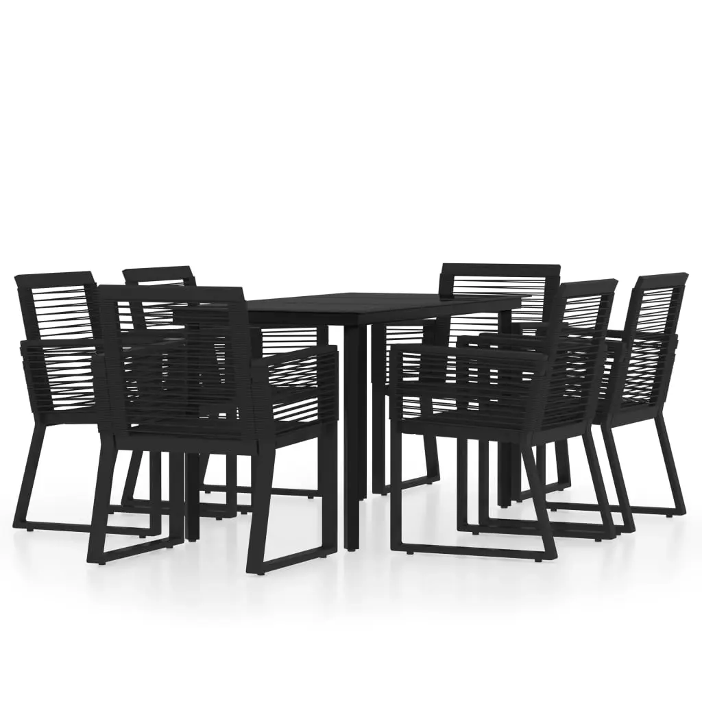 7 Piece Garden Dining Set Black 3099152 - Furniture