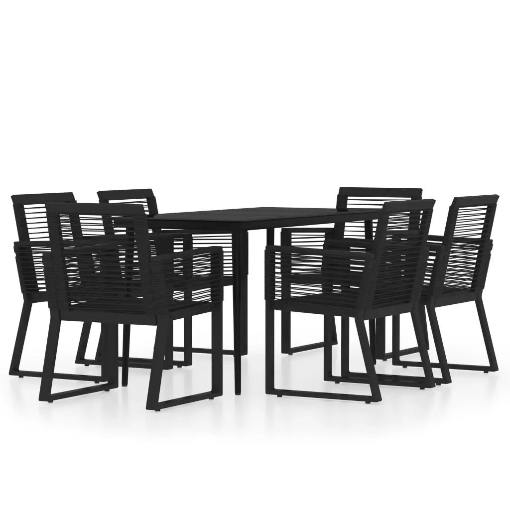 7 Piece Garden Dining Set Black 3099158 - Furniture