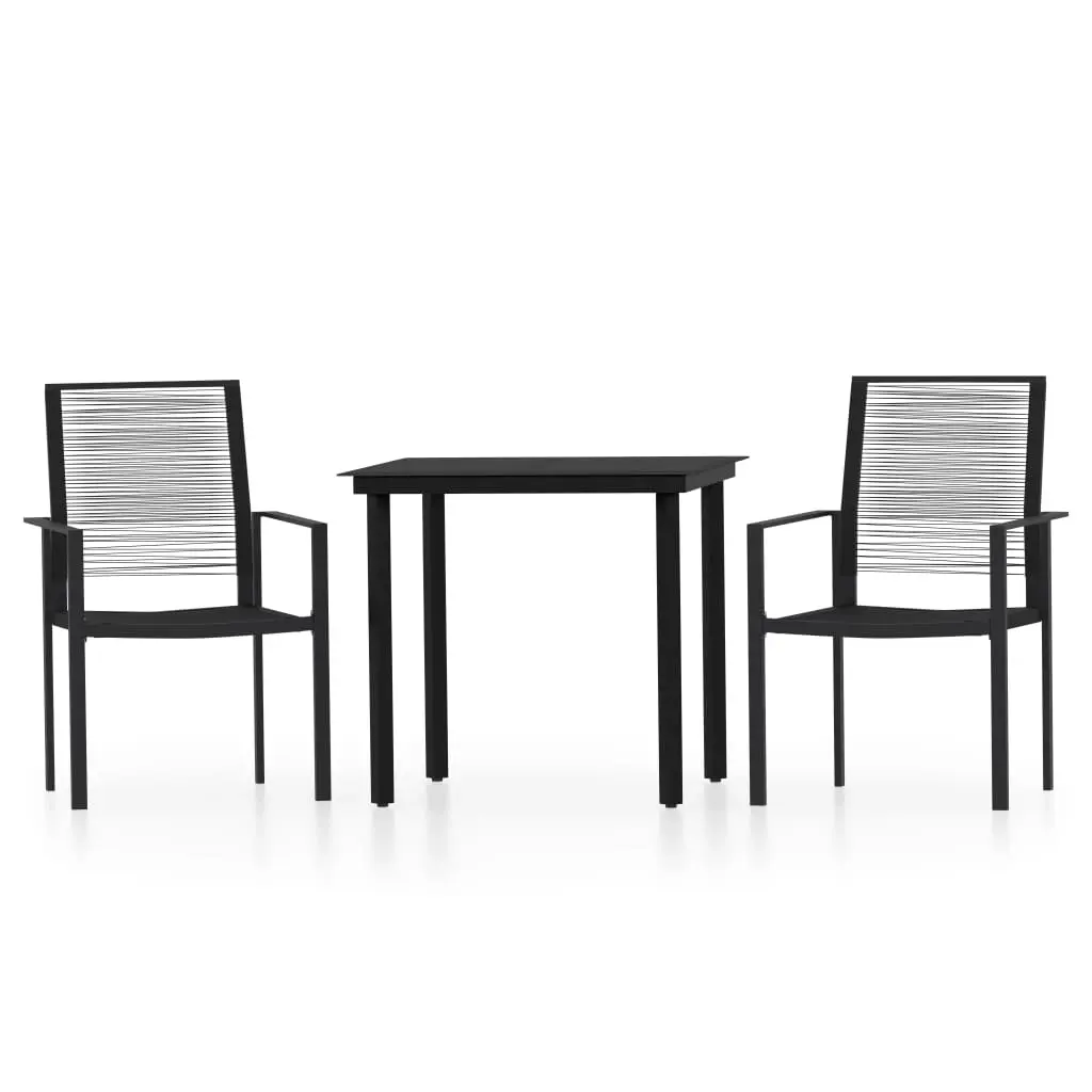 3 Piece Garden Dining Set Black 3099197 - Furniture