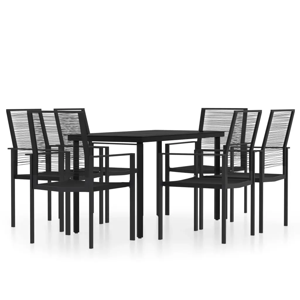 7 Piece Garden Dining Set Black 3099200 - Furniture