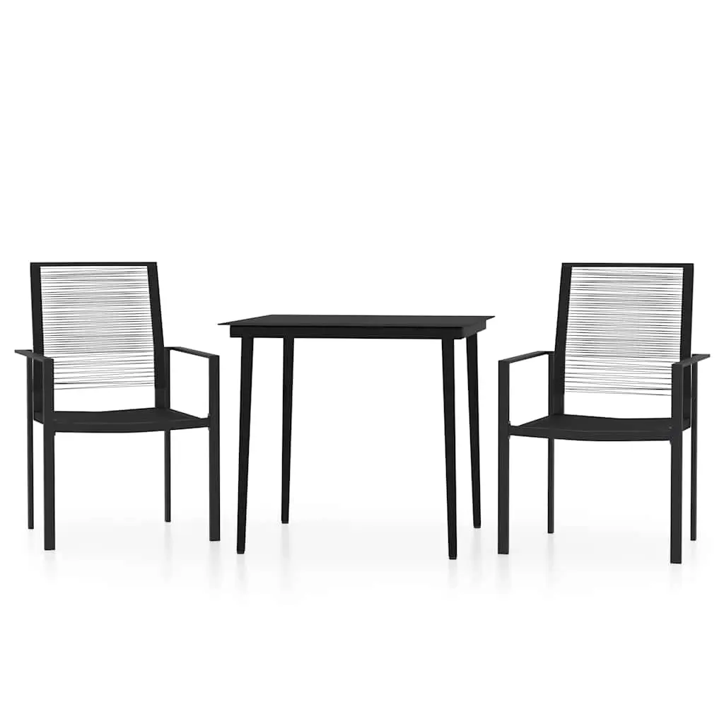 3 Piece Garden Dining Set Black 3099203 - Furniture