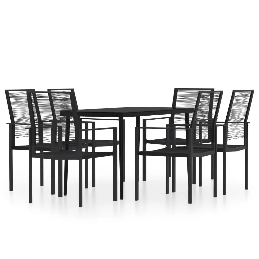 7 Piece Garden Dining Set Black 3099206 - Furniture