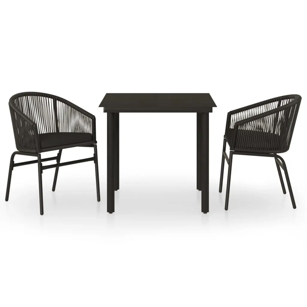 3 Piece Garden Dining Set Black 3099221 - Furniture