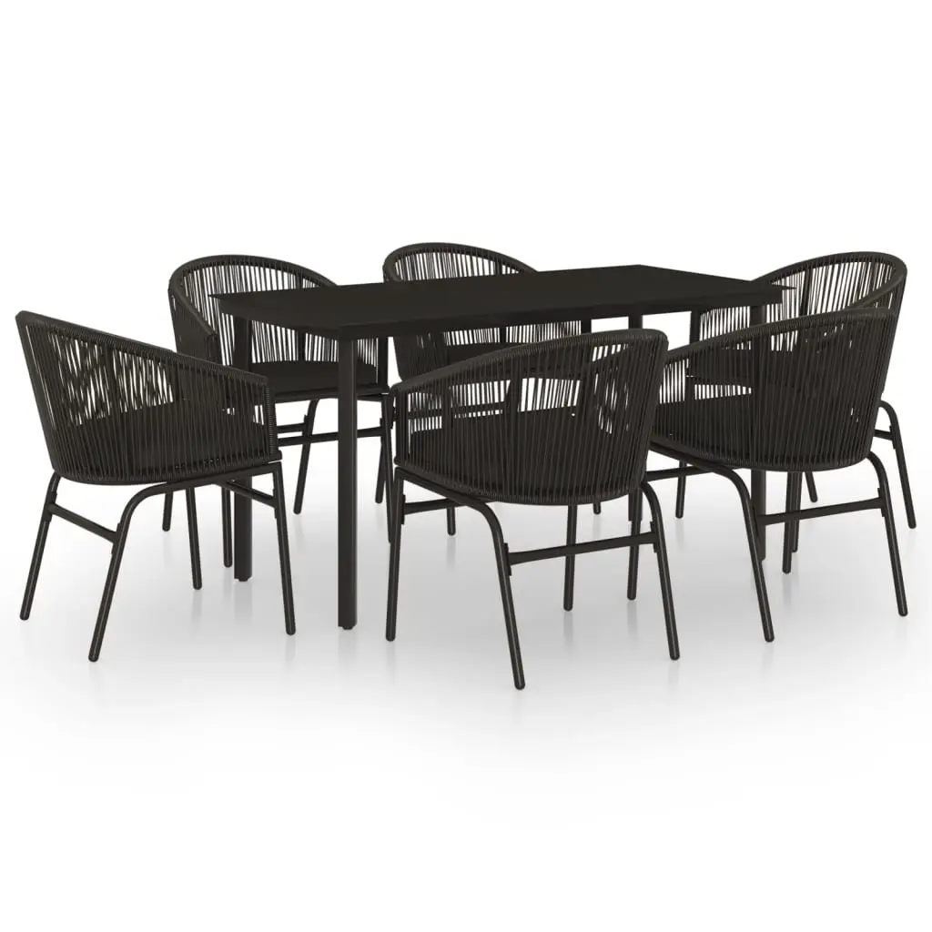 7 Piece Garden Dining Set Black 3099224 - Furniture