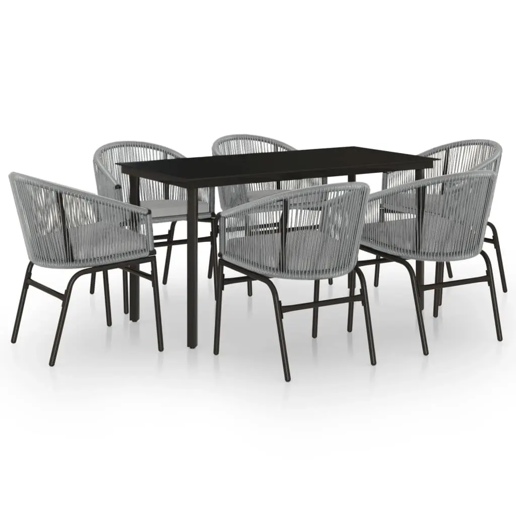 7 Piece Garden Dining Set Grey 3099236 - Furniture