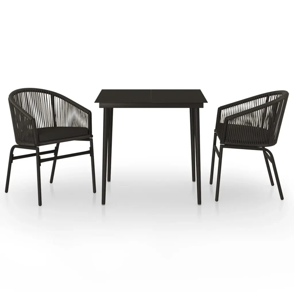 3 Piece Garden Dining Set Black 3099239 - Furniture